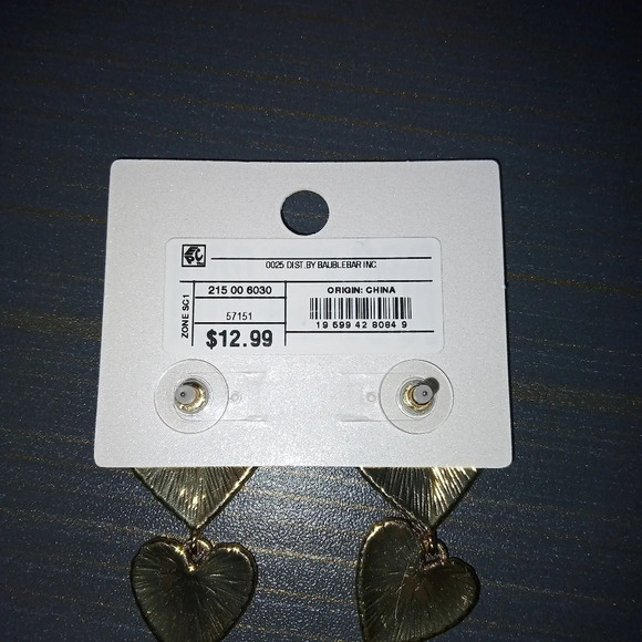 Sugarfix by Baublebar quilted dangle hearts gold earrings discontinued - Picture 4 of 4